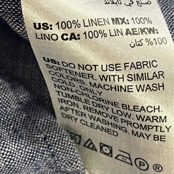 Chicos No Iron. 100% Linen Chambray Blue Shirt Top 3/4 Sleeves Size 1/10 - Picture 12 of 13